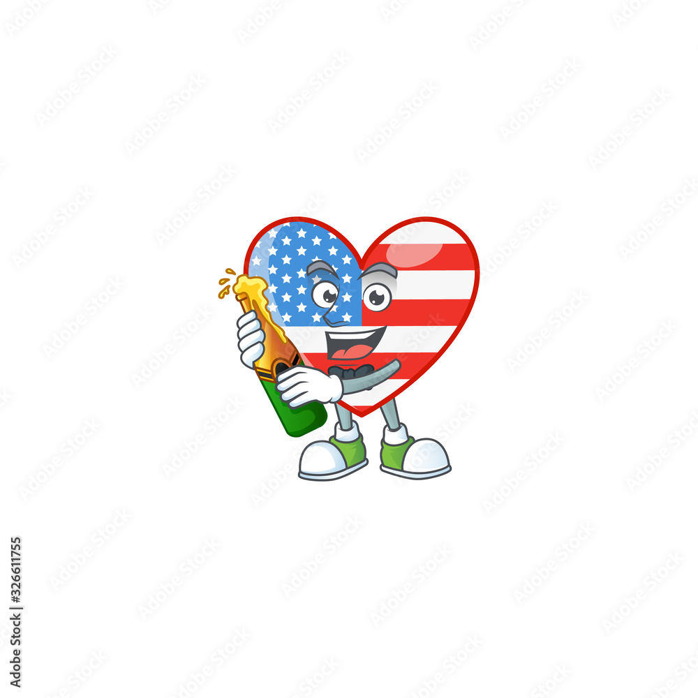 mascot cartoon design of independence day love having a bottle of beer mascot cartoon design of independence day love having a bottle of beer