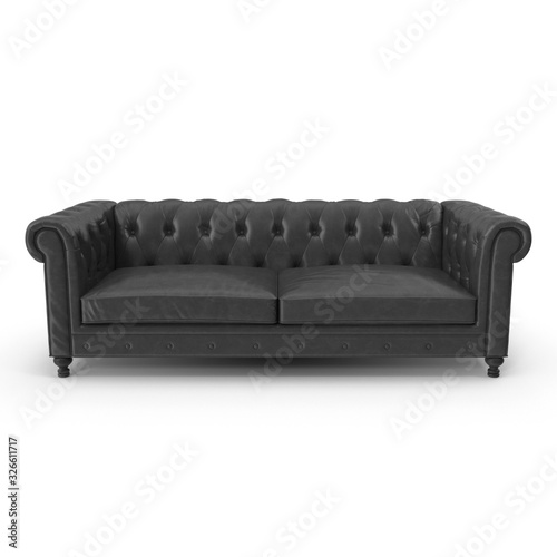 leather sofa black isolated on white 