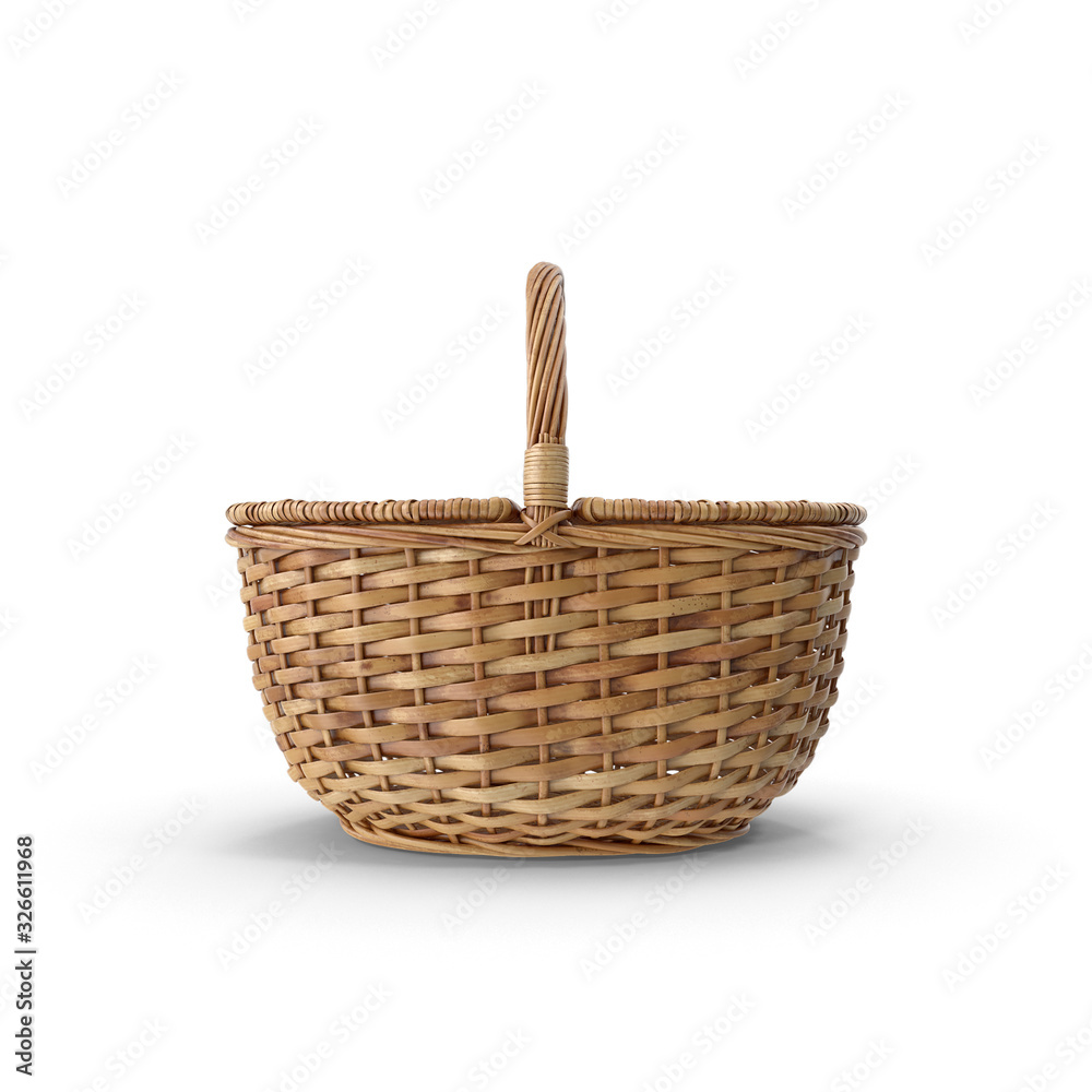 wicker basket isolated on white background