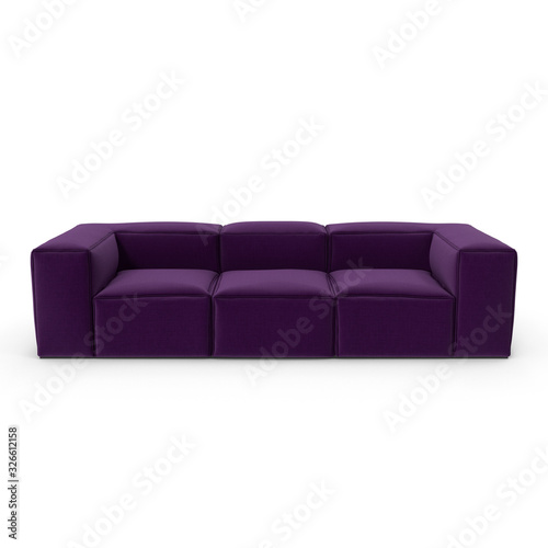 purple sofa isolated on white background