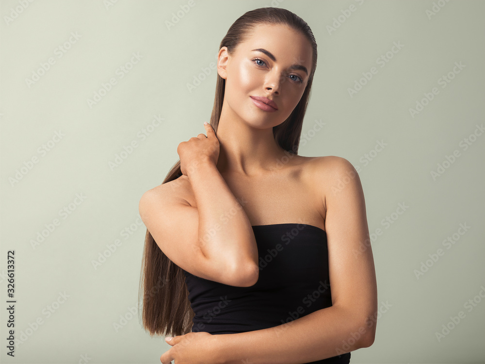 Obraz premium Beauty woman skin care spa concept long hair healthy skin model