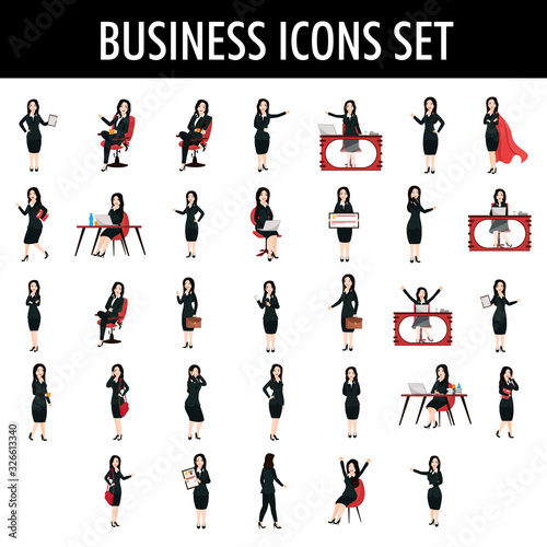 Business Woman in Different Poses with Expression and Activity.