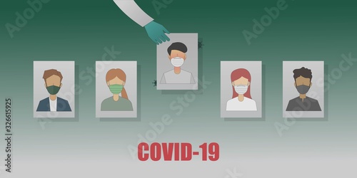 sort out symptoms corona virus (covid-19) concept.doctor separates Asian people infected covid-19 from a group of tourists from infected area,prevent the spread of the disease.vector