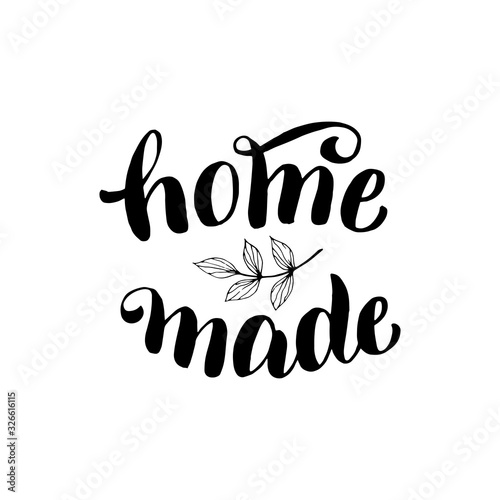 Home made lettering icon. Hand made product font design. Sticker, label, tag, package typography illustration. Vector eps 10. photo