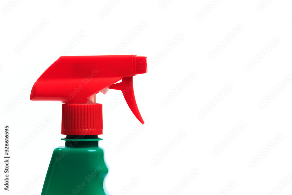 Plastic spray pistol cleaner bottle. Isolated on white background. - Image