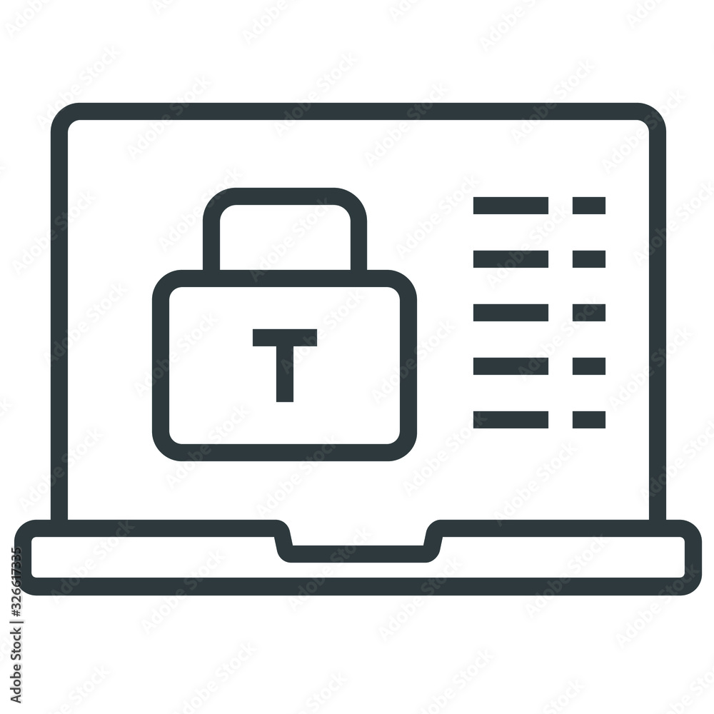 Laptop private black line icon on white background Laptop private black line icon on white background