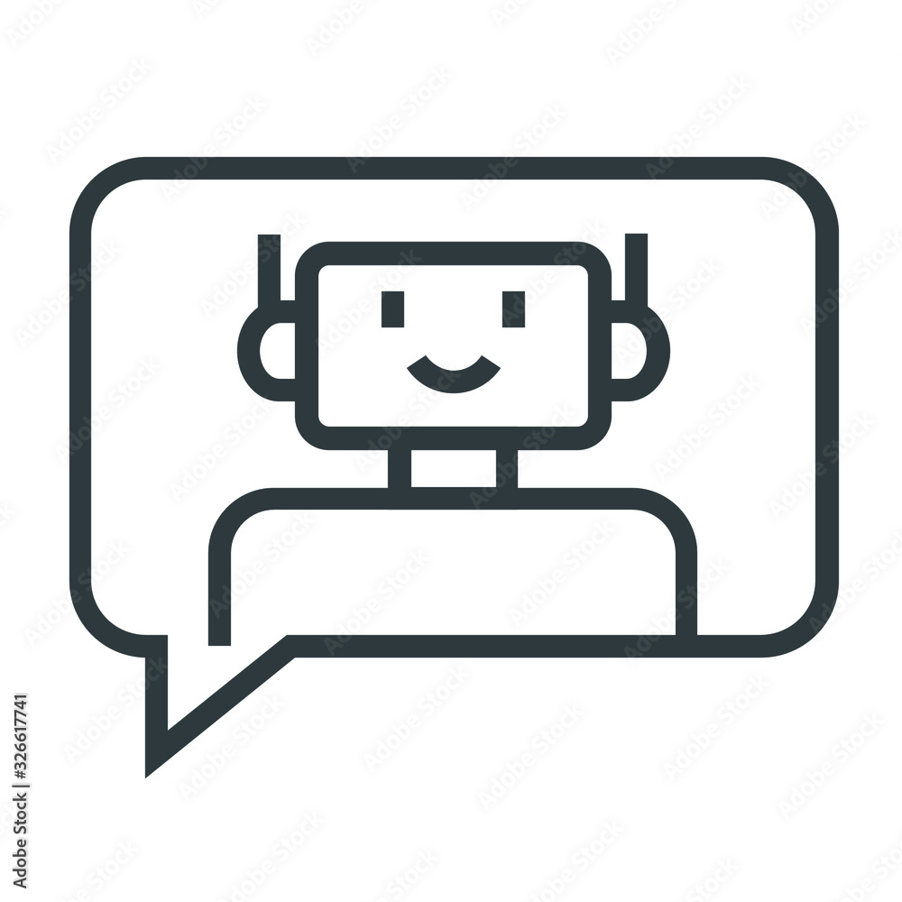 chatbot black line icon on white background chatbot black line icon on white background
