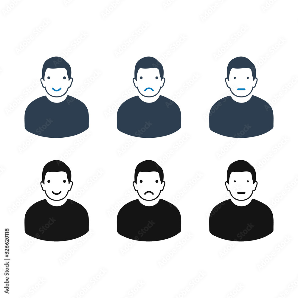 Emotional Face Reaction Icon Set. Flat style vector EPS. Emotional Face Reaction Icon Set. Flat style vector EPS.