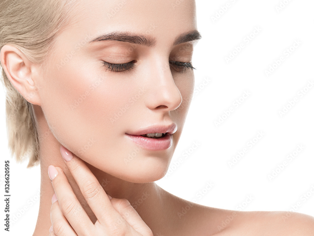 Woman beautiful clean skin face natural healthy make up Woman beautiful clean skin face natural healthy make up