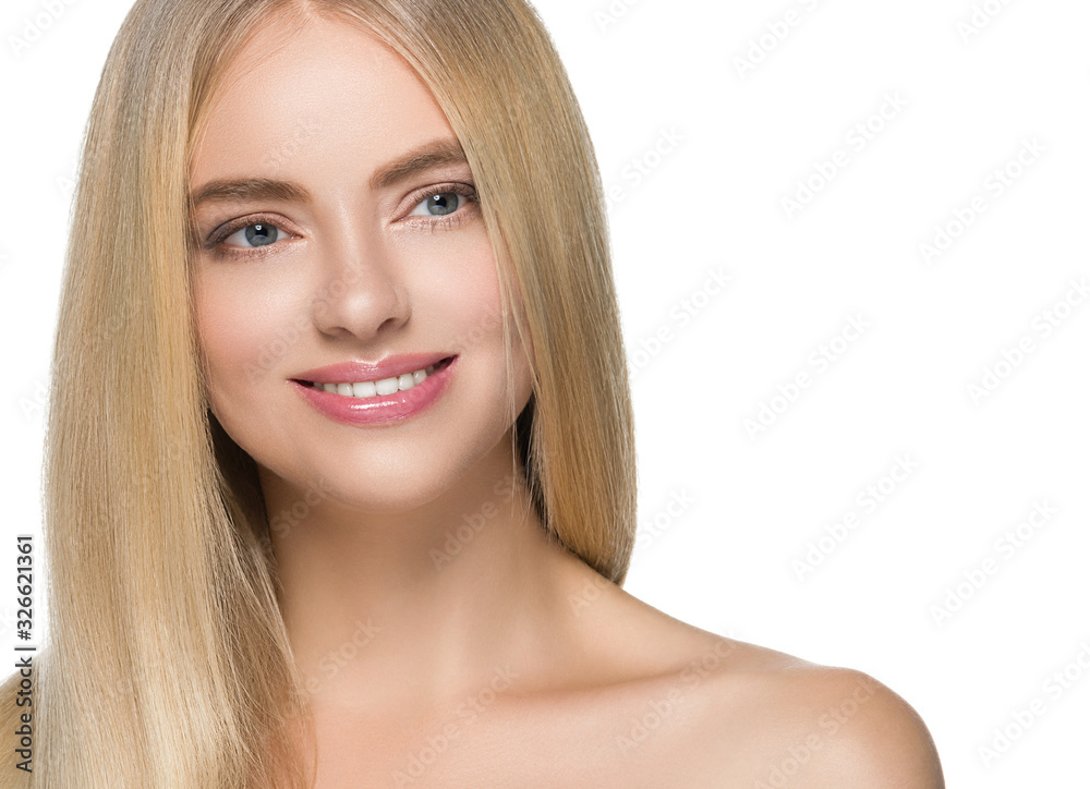 Woman beauty smile white teeth happy young model with clean healthy fresh skin beauty female portrait Woman beauty smile white teeth happy young model with clean healthy fresh skin beauty female portrait