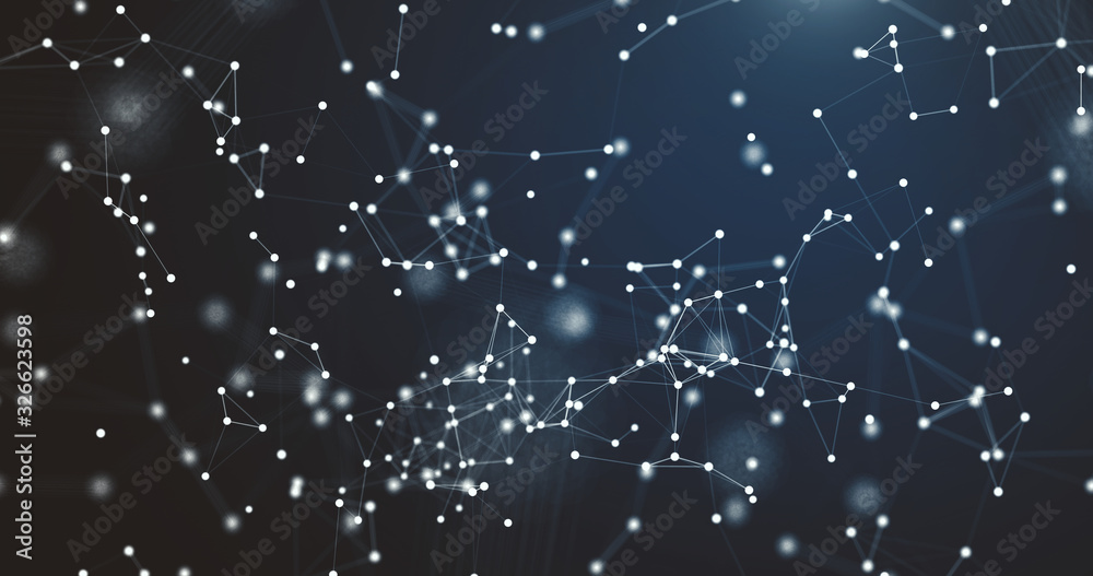 Fototapeta premium Abstract dot points connections illustration background transformation plexus digital evolution future technology graphic animation network connection technology design.