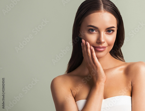 Beautiful woman healthy skin natural make up 