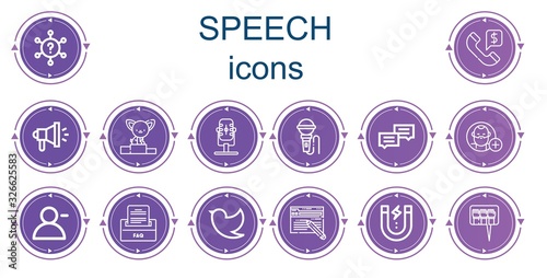 Editable 14 speech icons for web and mobile