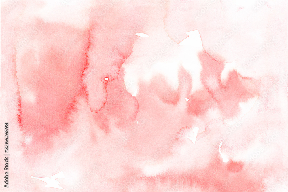 Obraz premium Blush pink Soft red watercolor background Watercolor stains and washes texture Abstract backdrop