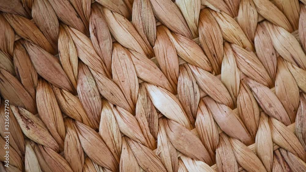 Beige rattan decorative texture. Top view. Design background