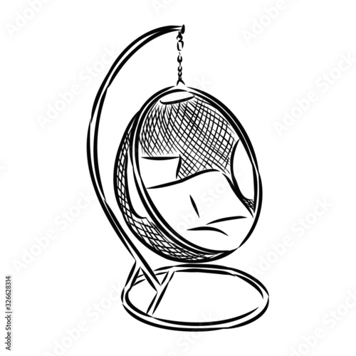 hand drawn illustration chair swing cocoon