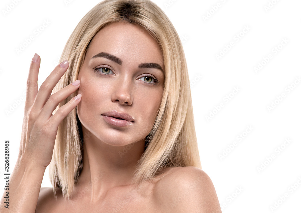 Beautiful woman face manicure hand natural healthy skin spa female close up portrait Beautiful woman face manicure hand natural healthy skin spa female close up portrait