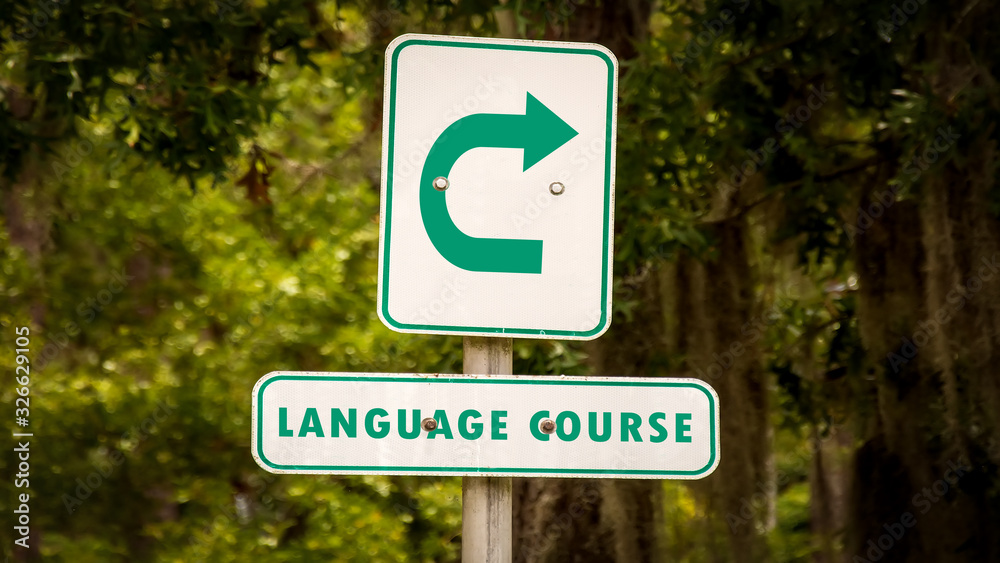 Street Sign to LANGUAGE COURSE Street Sign to LANGUAGE COURSE