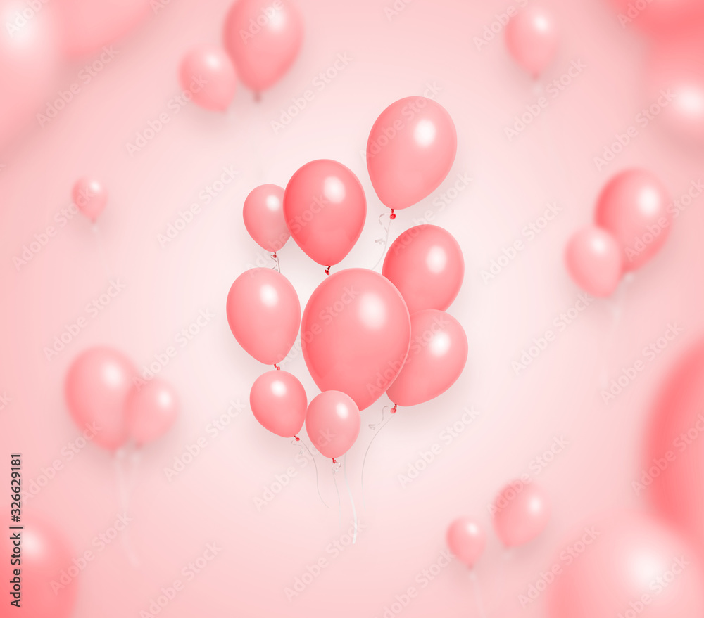 balloons background. Baner for birthday, anniversary, celebration party decorations.
