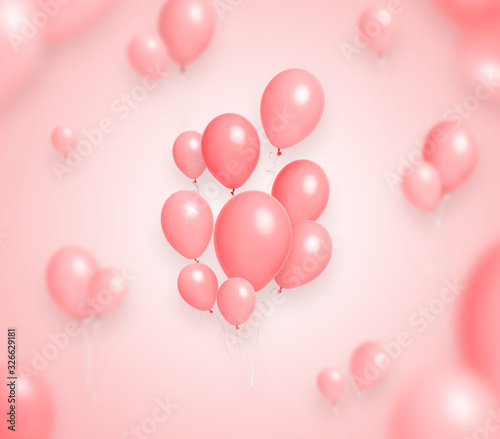 balloons background. Baner for birthday  anniversary  celebration party decorations.