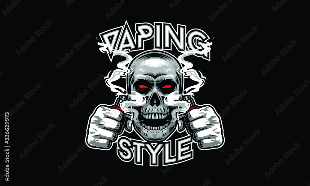 Skull vapor mascot illustration isolated on black background Skull vapor mascot illustration isolated on black background