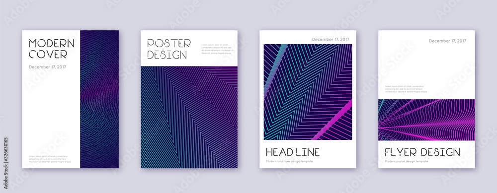 Minimal brochure design template set. Neon abstrac Minimal brochure design template set. Neon abstrac