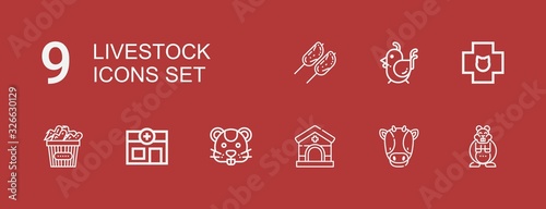 Editable 9 livestock icons for web and mobile