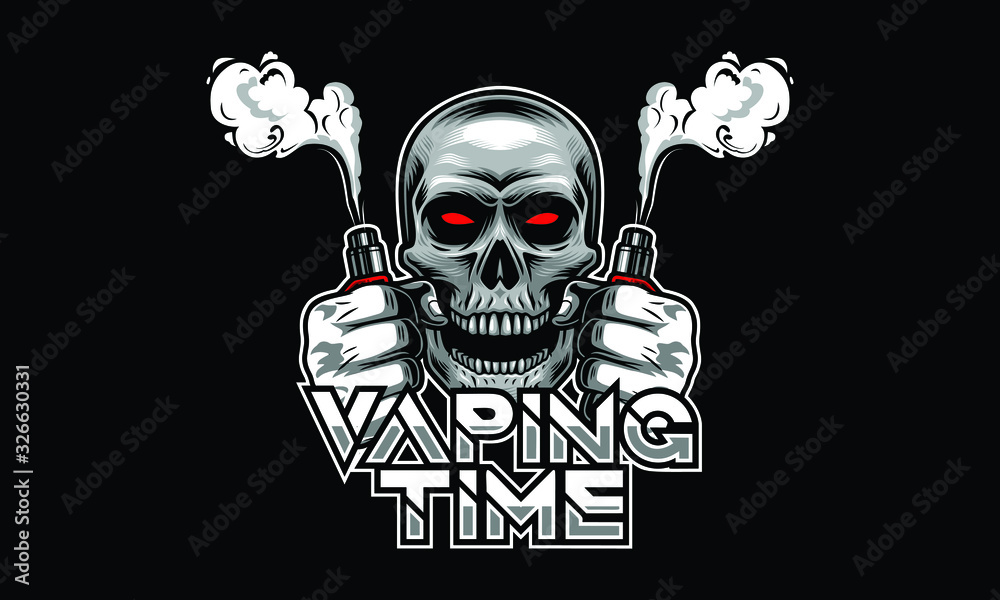 Skull vapor mascot illustration isolated on black background