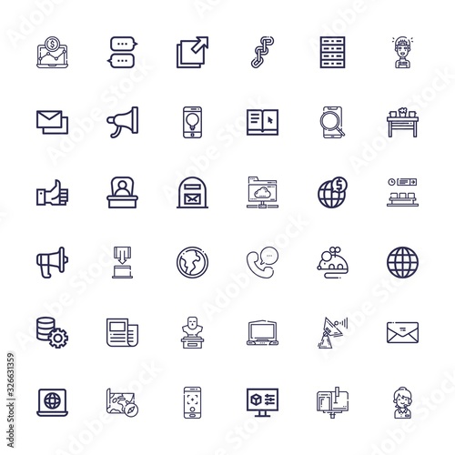 Editable 36 communication icons for web and mobile