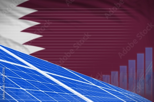 Qatar solar energy power digital graph concept - green natural energy industrial illustration. 3D Illustration