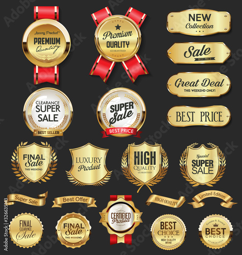 Retro vintage golden badges and labels