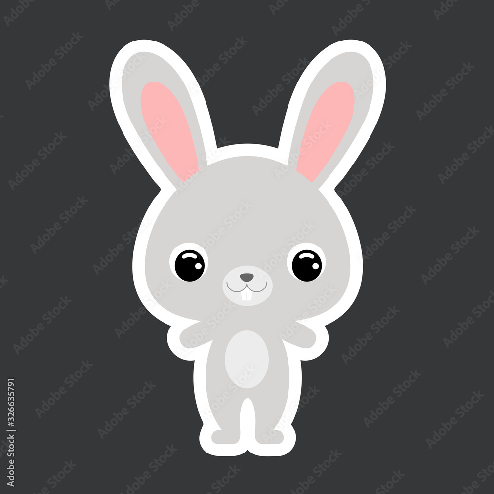 Children's sticker of cute little hare. Forest animal. Flat vector stock illustration Children's sticker of cute little hare. Forest animal. Flat vector stock illustration
