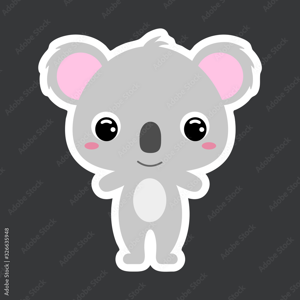Children's sticker of cute little koala. Wild animal. Flat vector stock illustration Children's sticker of cute little koala. Wild animal. Flat vector stock illustration