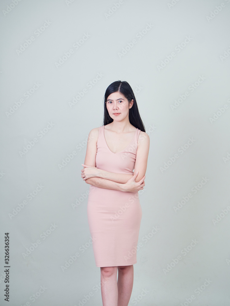 Fototapeta premium Woman in light pink dress.