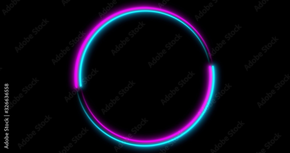 Neon Circle background with LED frame screens. Fluorescent abstract blue, purple color. . 3D illustration Neon Circle background with LED frame screens. Fluorescent abstract blue, purple color. . 3D illustration
