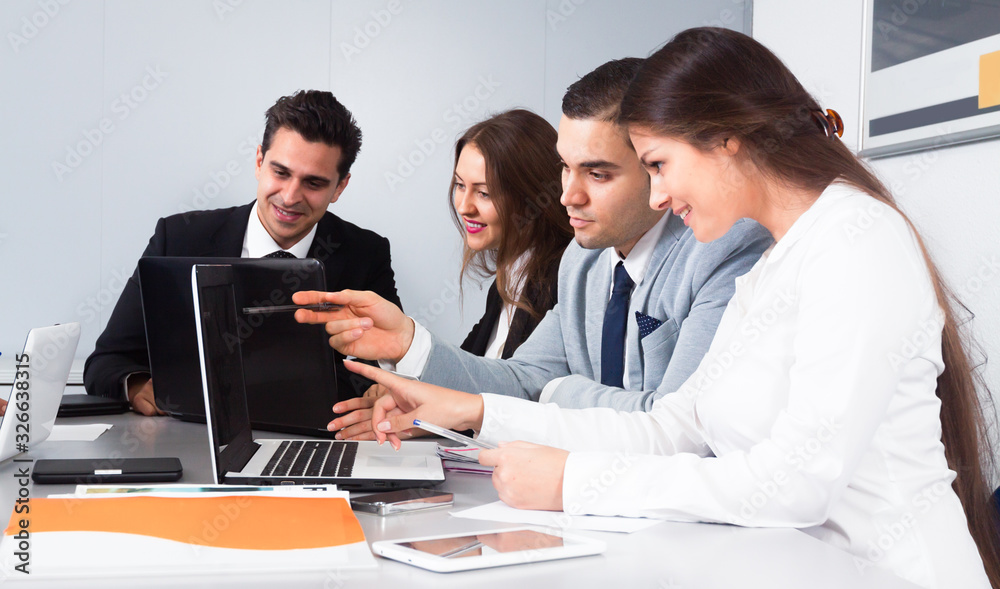 colleagues in negotiations in conference room colleagues in negotiations in conference room