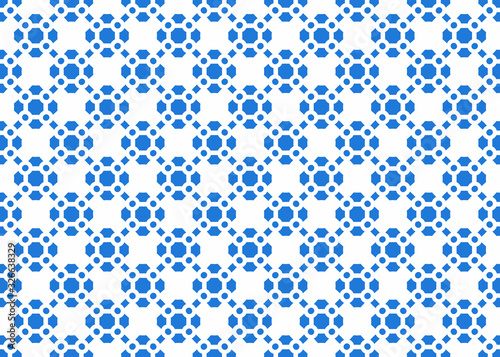 Seamless geometric pattern design illustration. Background texture. In blue, white colors.