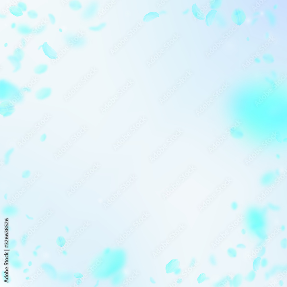 Turquoise flower petals falling down. Valuable rom Turquoise flower petals falling down. Valuable rom