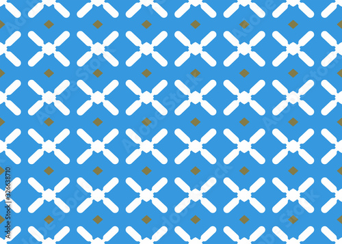 Seamless geometric pattern design illustration. Background texture. In blue, white, brown colors.
