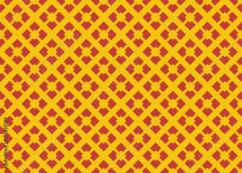 Seamless geometric pattern design illustration. Background texture. In yellow, red colors.