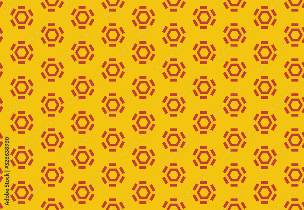 Seamless geometric pattern design illustration. Background texture. In yellow, red colors.
