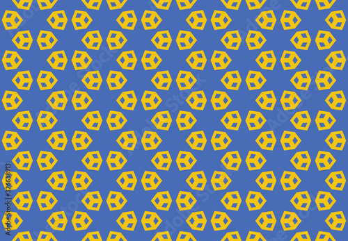 Seamless geometric pattern design illustration. Background texture. In blue, yellow colors.