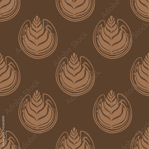 Botanical arts on the coffee surface. Seamless pattern