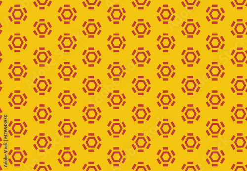 Seamless geometric pattern design illustration. Background texture. In yellow, red colors.