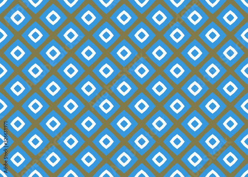 Seamless geometric pattern design illustration. Background texture. In blue, brown, white colors.