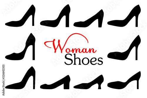 Demi-season women's shoes. Fashionable high heel shoes. Leather shoes for the cold season. Vector graphics.