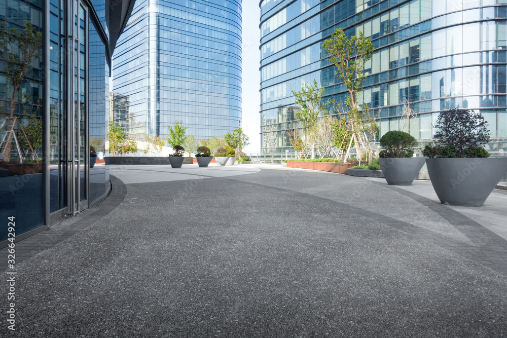 modern building with empty road floor modern building with empty road floor