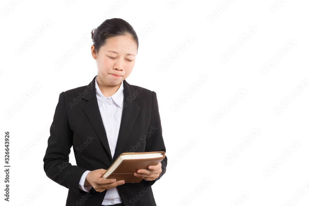 Smiling woman student, teacher or business lady holding books. Isolated studio portrait of business person. Smiling woman student, teacher or business lady holding books. Isolated studio portrait of business person.