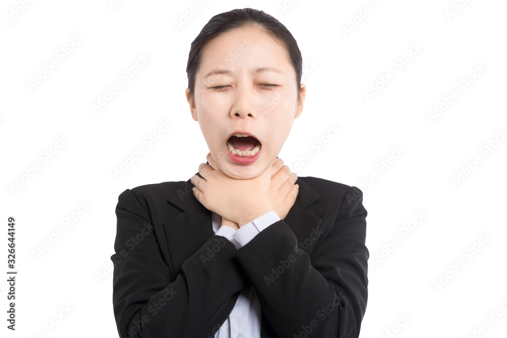 Annoyed woman, funny student with laptop computer playing holding pen between nose and lips as mustache looking up thinking playful bored after working long hours isolated light blue white background Annoyed woman, funny student with laptop computer playing holding pen between nose and lips as mustache looking up thinking playful bored after working long hours isolated light blue white background