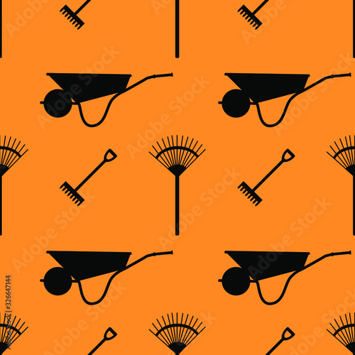 Gardening tools icons, seamless pattern.